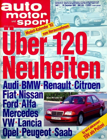 Deckblatt Auto Motor und Sport (01/1992)